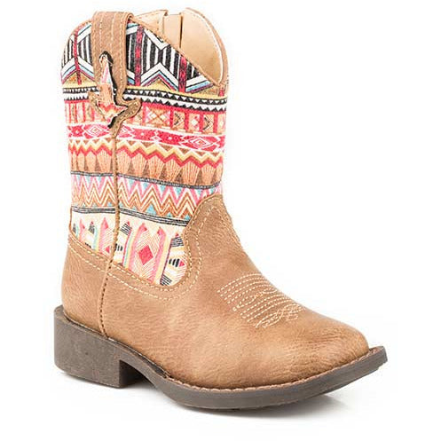 Toddler's Roper Azteka Western Boots Handcrafted Tan - yeehawcowboy