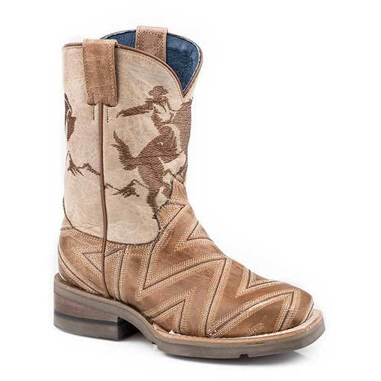 Kid's Roper Arlo Jr Boots Handcrafted Tan - yeehawcowboy