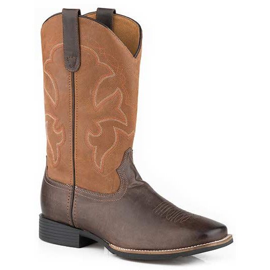 Men's Roper Monterey Leather Boots Handcrafted Brown - yeehawcowboy