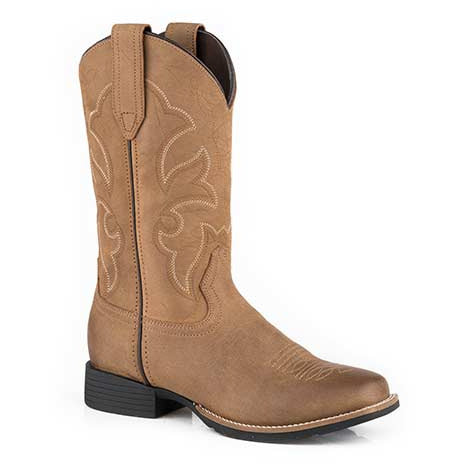 Men's Roper Monterey Leather Boots Handcrafted Tan - yeehawcowboy