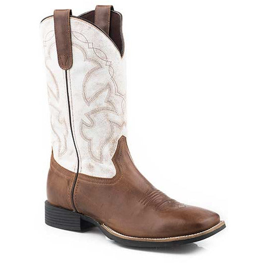 Men's Roper Monterey Leather Boots Handcrafted Tan - yeehawcowboy