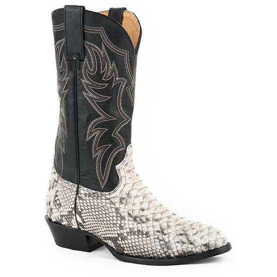 Men's Roper Peyton Python Boots Handcrafted Natural - yeehawcowboy