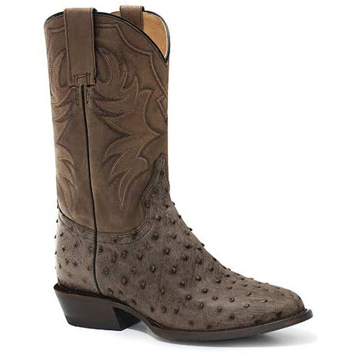 Men's Roper Oliver Ostrich Boots Handcrafted Brown - yeehawcowboy