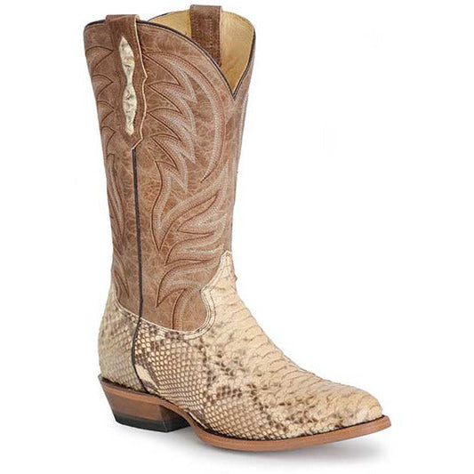 Men's Roper Peyton Python Boots Handcrafted Tan - yeehawcowboy