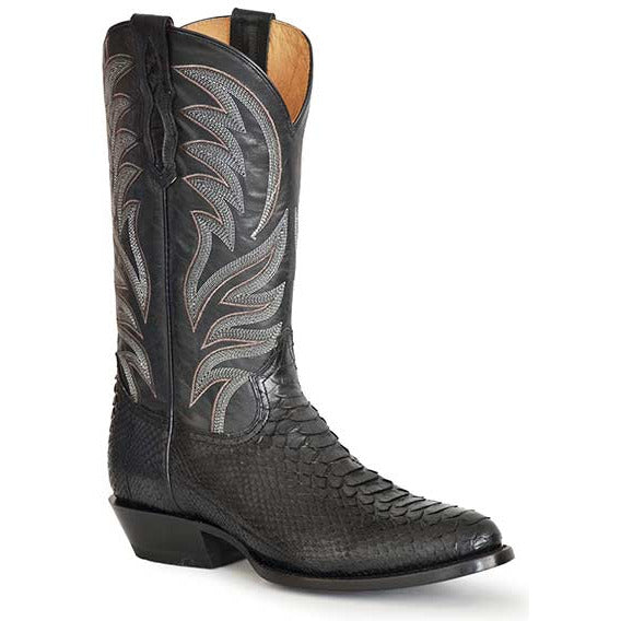 Men's Roper Peyton Python Boots Handcrafted Black - yeehawcowboy