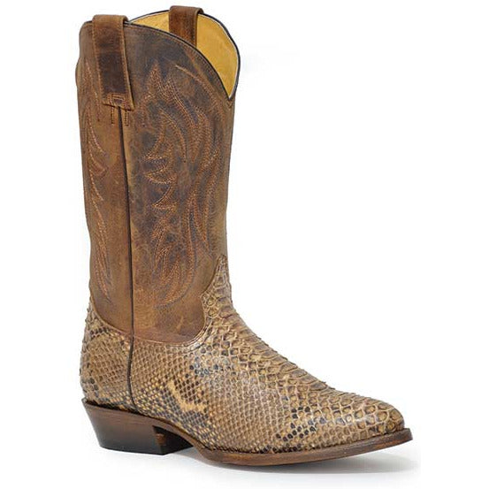 Men's Roper Peyton Python Boots Handcrafted Brown - yeehawcowboy