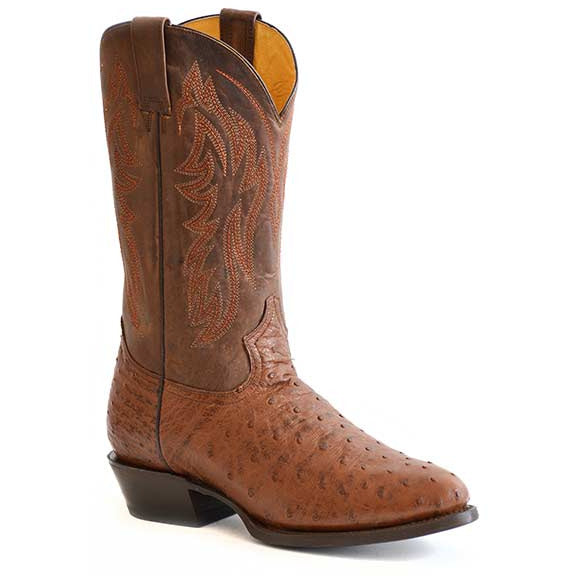 Men's Roper Oliver Ostrich Boots Handcrafted Brown - yeehawcowboy