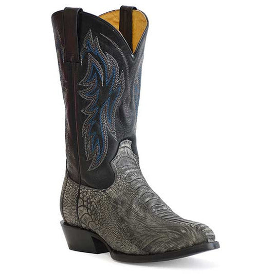 Men's Roper Austin Ostrich Leg Boots Handcrafted Gray - yeehawcowboy