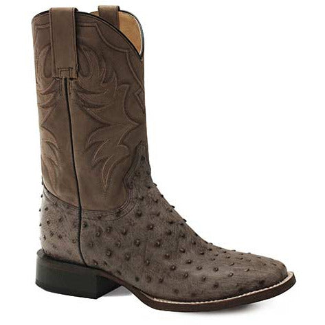 Men's Roper Oliver Ostrich Boots Handcrafted Brown - yeehawcowboy