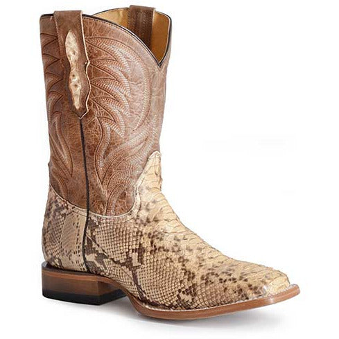 Men's Roper Peyton Python Boots Handcrafted Tan - yeehawcowboy