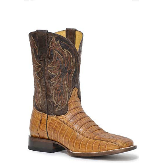 Men's Roper Cody Caiman Belly Tail Boots Handcrafted Tan - yeehawcowboy