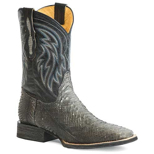 Men's Roper Peyton Python Boots Handcrafted Nobuck Gray - yeehawcowboy