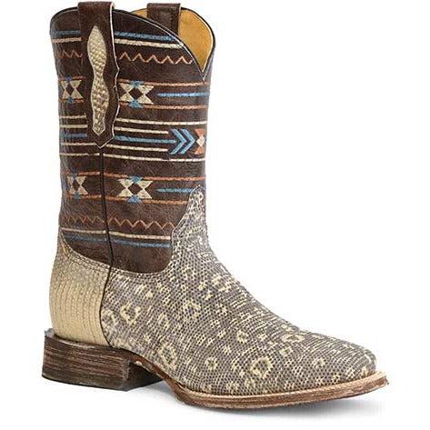 Men's Roper Ritch Lizard Exotic Boots Handcrafted Tan - yeehawcowboy