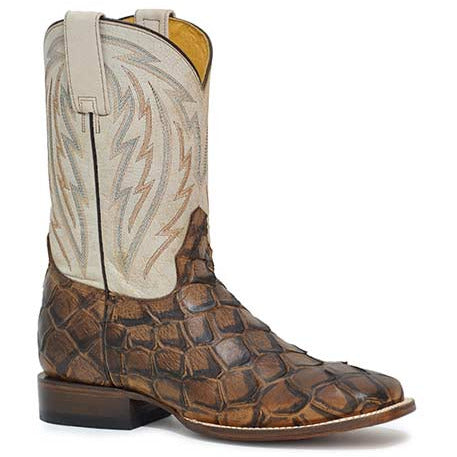 Men's Roper Big Fish Pirarucu PRINT Boots Handcrafted Tan - yeehawcowboy