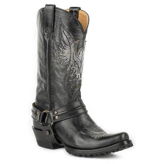 Men‚Äôs Roper¬† Moto Eagle Lug Boots Handcrafted Black - yeehawcowboy