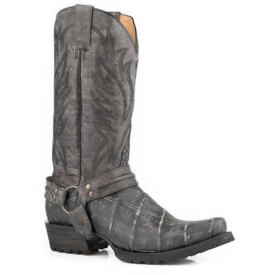 Men's Roper Diesel Lug Alligator PRINT Boots Handcrafted Gray - yeehawcowboy