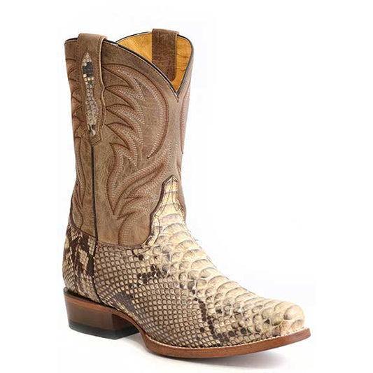 Men's Roper Peyton Python Boots Handcrafted Tan - yeehawcowboy