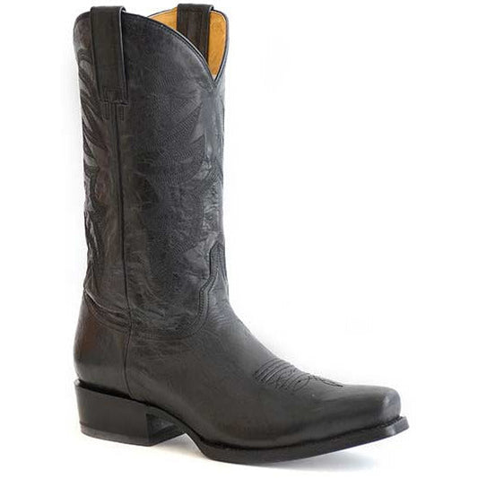 Men's Roper Parker Leather Boots Handcrafted Black - yeehawcowboy