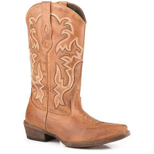 Women's Roper Tina Boots Handcrafted Tan - yeehawcowboy