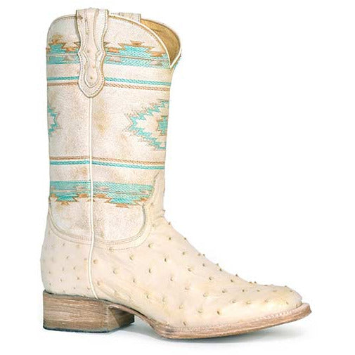 Women's Roper Olivia Ostrich Aztec Exotic Boots Handcrafted Tan - yeehawcowboy