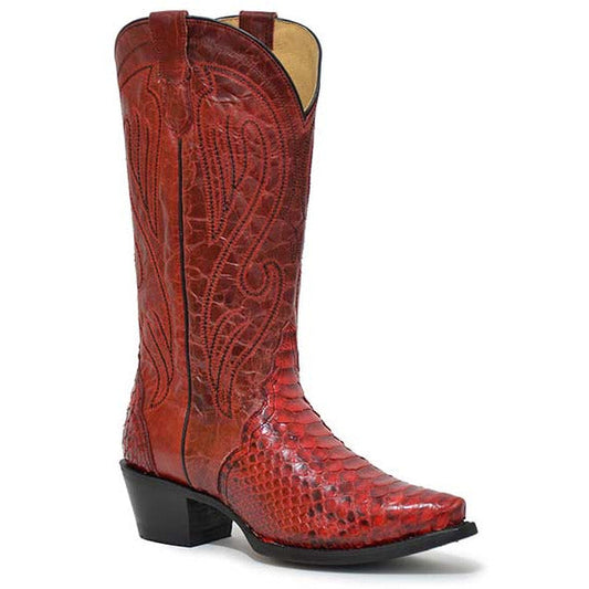 Women's Roper Oakley Python Boots Handcrafted Red - yeehawcowboy