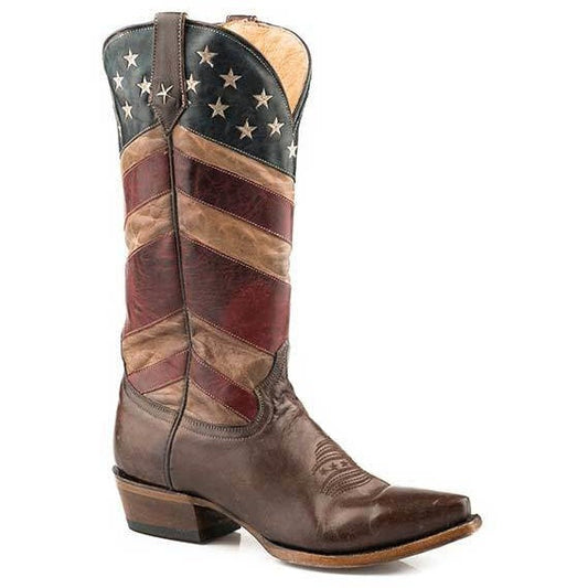 Women‚Äôs Roper  Old Glory Boots Handcrafted Brown - yeehawcowboy