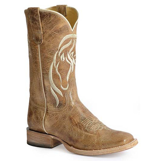 Women's Roper Beauty Boots Handcrafted Light Brown - yeehawcowboy