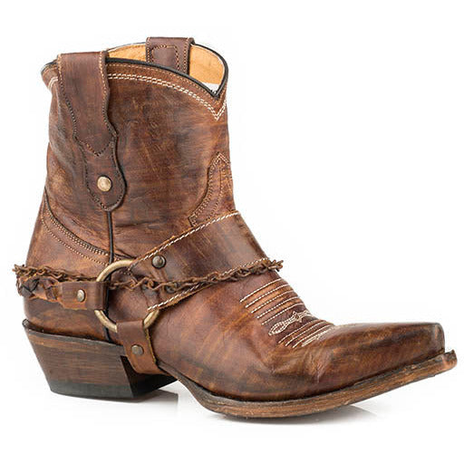 Women’s Roper Selah Ankle Boots Handcrafted Brown - yeehawcowboy