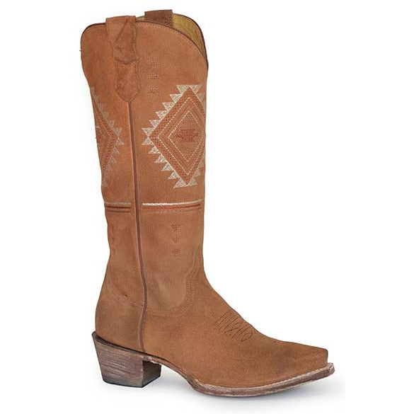 Women's Roper All Over Aztec Leather Boots Handcrafted Brown - yeehawcowboy