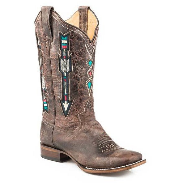 Women‚Äôs Roper Arrows Boots Handcrafted With Flextra Calf Brown - yeehawcowboy