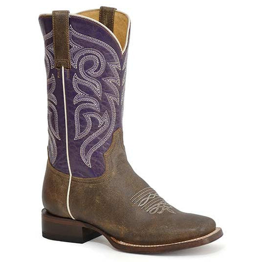 Women's Roper Lady Leather Boots Handcrafted Brown - yeehawcowboy