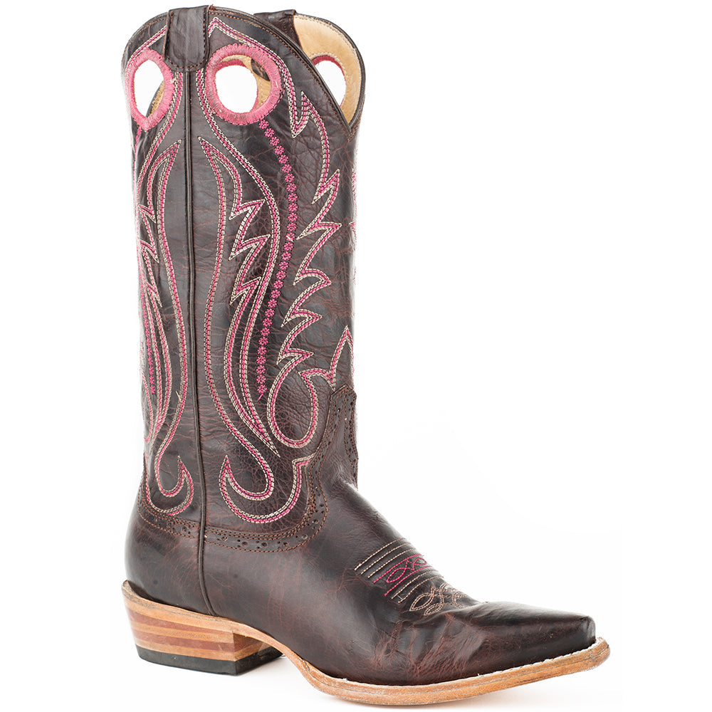 Women's Stetson Aria Leather Boots Handcrafted Brown - yeehawcowboy