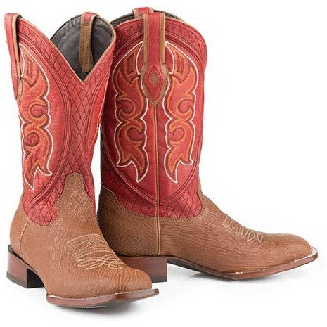 Men's Stetson Glendive Sharkskin Boots Square Toe Handcrafted JBS Collection Tan - yeehawcowboy