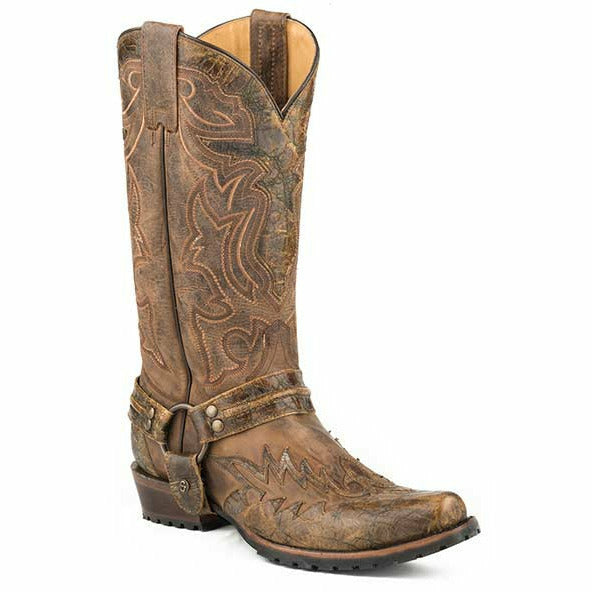 Men's Stetson Outlaw Bad Guy Biker Boots Tru X Lug Sole Handcrafted Tan - yeehawcowboy