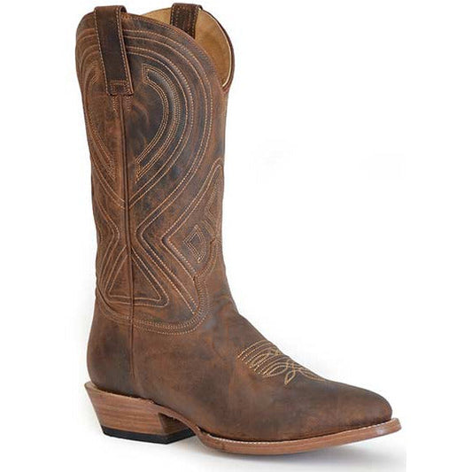 Men's Stetson Mossman Leather Boots Handcrafted Brown - yeehawcowboy