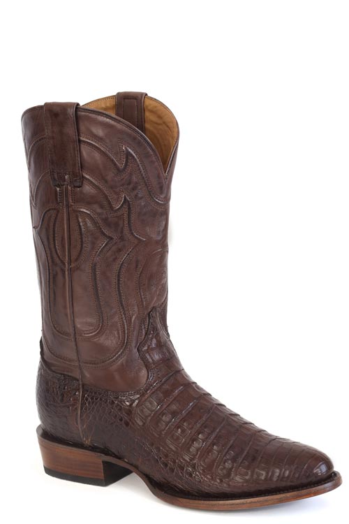 Men's Stetson Holliday Caiman Boots Round Toe Handcrafted Tabacco