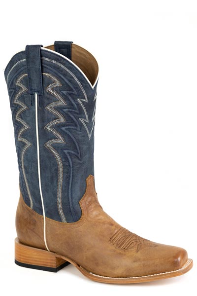 Botas Stetson Beau para hombre con punta cuadrada, hechas a mano en marrón