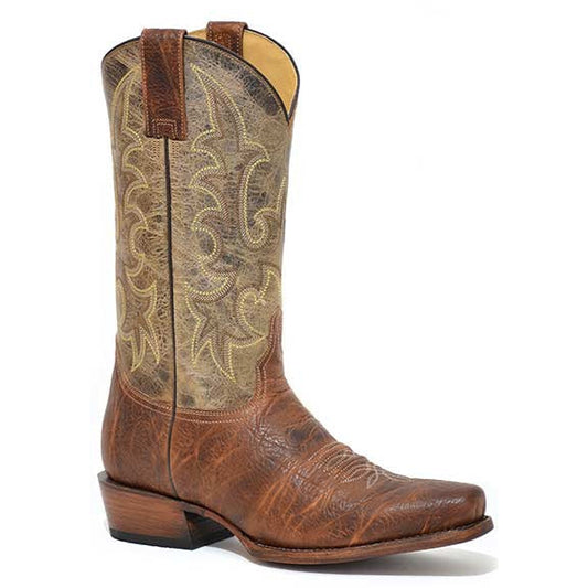 Men's Stetson Obediah Bison Boots Handcrafted Cognac - yeehawcowboy