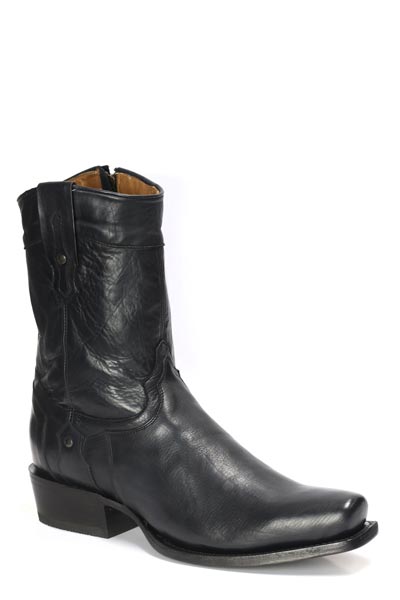 Botas Stetson Rebel para hombre, punta cuadrada, hechas a mano, color negro