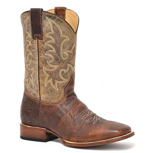 Men's Stetson Obediah Bison Boots Handcrafted Cognac - yeehawcowboy