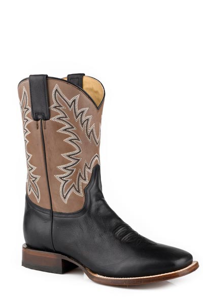 Botas Stetson Cole para hombre, punta cuadrada, hechas a mano, color negro