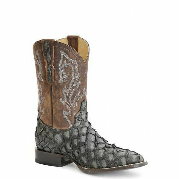 Men's Stetson Predator Pirarucu Boots Handcrafted Gray - yeehawcowboy