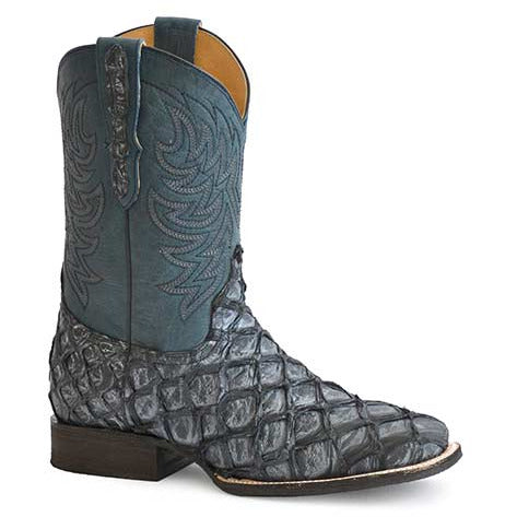 Men's Stetson Predator Pirarucu Boots Handcrafted Vintage Gray - yeehawcowboy