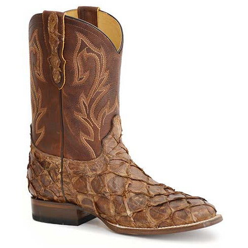 Men's Stetson Predator Pirarucu Tru-x System Boots Handcrafted Vintage Brown - yeehawcowboy