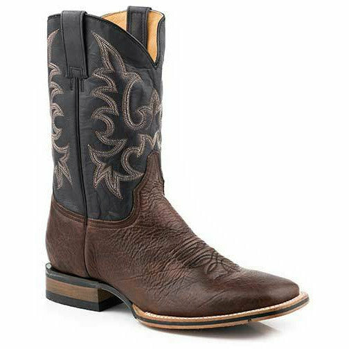 Men's Stetson Obadiah Bison Boots Handcrafted Oily Brown - yeehawcowboy