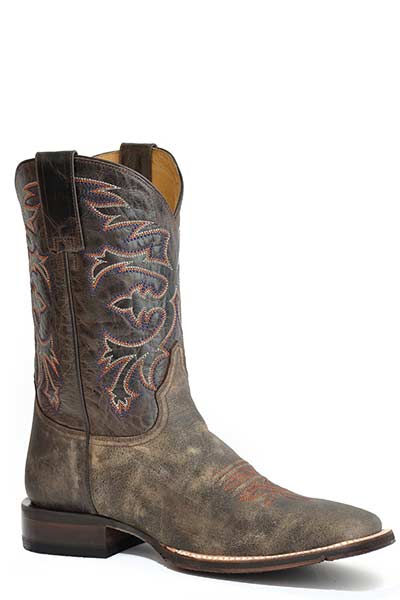 Botas Stetson Buck para hombre con punta cuadrada, hechas a mano en marrón