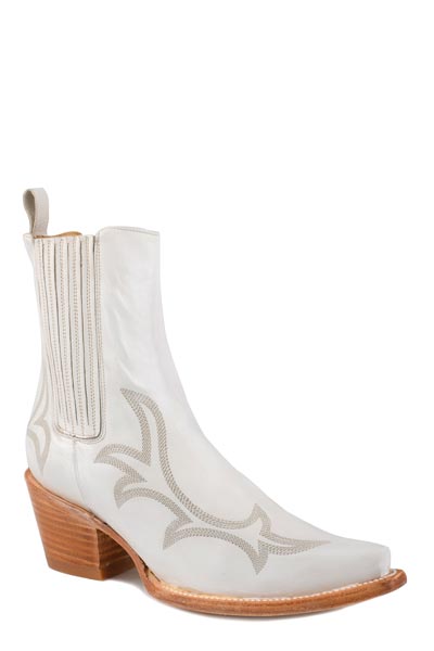 Botas de piel con punta estrecha Greta para mujer de Stetson, hechas a mano, color blanco