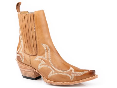 Botas de piel para mujer con puntera recortada Greta de Stetson hechas a mano en marrón