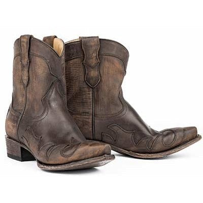 Women's Stetson Hazel Shortie Boots Snip Toe Handcrafted Brown - yeehawcowboy