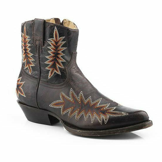 Women's Stetson Charlie Leather Boots Handcrafted Brown - yeehawcowboy